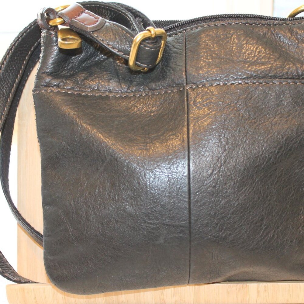 Vintage Fossil Black Leather Small Handbag - Picture 2 of 3